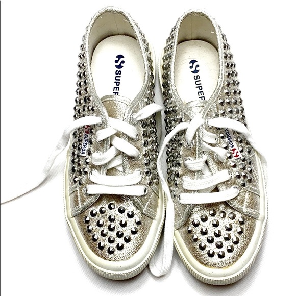 superga silver lame sneakers